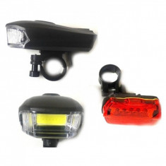 Set Lanterna COB LED 5W si Stop Rosu Semnalizare Bicicleta BL508 foto