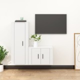 VidaXL Set dulap TV, 2 piese, alb, lemn prelucrat