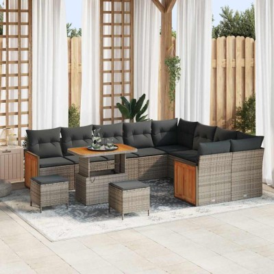 vidaXL Set de canapele pentru grădină 12 pcs Gri 90 x 55 x 71 cm foto