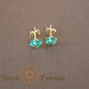 Cercei tip fluturas cu cristal zirconia verde primavaratic