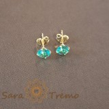 Cercei tip fluturas cu cristal zirconia verde primavaratic
