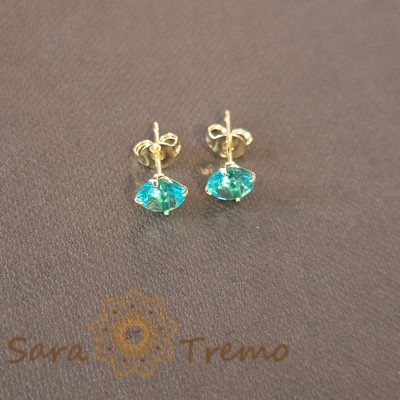 Cercei tip fluturas cu cristal zirconia verde primavaratic foto