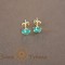 Cercei tip fluturas cu cristal zirconia verde primavaratic