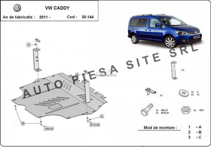 Scut metalic motor VW Caddy 3 III cu platforma de fier fabricat incepand cu 2011 APS-30,144