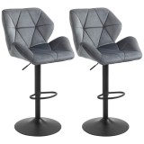 HOMCOM Set de 2 Scaune de Bar Sau Bucătărie cu Design Geometric, Gri | Aosom Romania