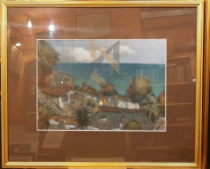 TABLOU, NECULAI CIOCHINA &amp;quot;MAREA LA SOZOPOL&amp;quot; Bulgaria, 1993, Pastel /Carton foto