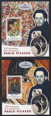 Djibouti 2016 - Picturi - Pablo Picasso, Set complet de 4 Colite, 4 poze, MNH foto