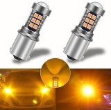 Cumpara ieftin Set 2 becuri auto LED cu lupa 1157 BAY15D P21 5W, BZRSH , cu 21 de LED-uri, 2 faze, lumina rosie, pozitie si stop pe frana