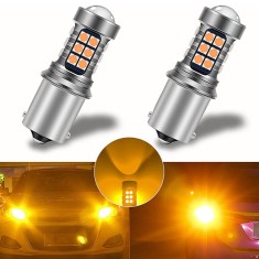 BZRSH Set 2 Becuri LED cu Lupa 1157 BAY15D P21 5W 21 LED SMD 3030 Rosu 2 Faze Pozitie Stop