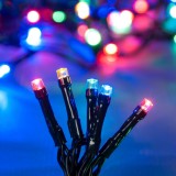 Instalație Lumini LED, 800 Beciuri, Multicolor, Cablu Verde, 43m, 8 Programe, Oem