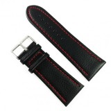 Cumpara ieftin Curea Ceas Piele Neagra Cusatura Rosie 28mm 30mm 32mm 34mm Time Veranda