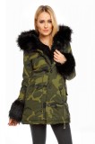 Cumpara ieftin K465-1121 Geaca midi cu imprimeu army