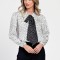 Bluza Dama din Satin, Alba cu puncte negre, Eleganta cu Funda V305 - S