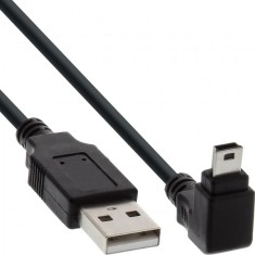 Cablu USB 2.0 la mini USB unghi jos 3m Negru, InLine IL34230