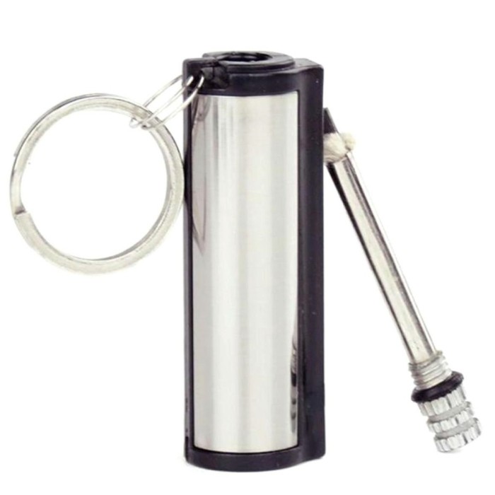 Chibrit reincarcabil, otel, tip breloc, 6.4x1.9 cm, gri