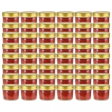 VidaXL Borcane din sticlă pentru gem, capace aurii, 48 buc, 110 ml