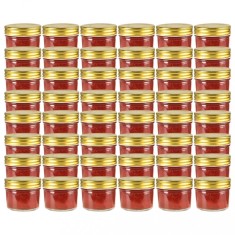 vidaXL Borcane din sticlă pentru gem, capace aurii, 48 buc, 110 ml