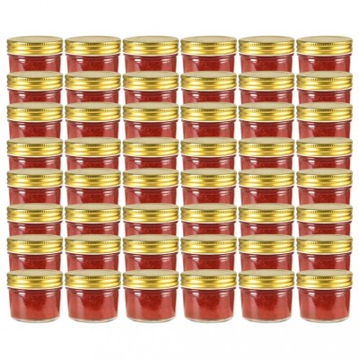 Borcane din sticlă pentru gem, capace aurii, 48 buc, 110 ml foto