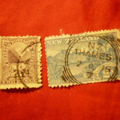 2 Timbre Noua Zeelanda 1898 -Peisaje , val.2p si 2 1/2 p stampilate
