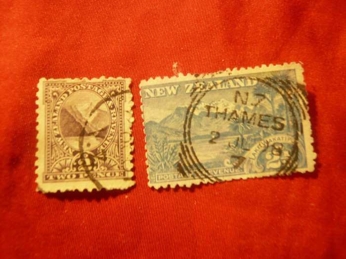 2 Timbre Noua Zeelanda 1898 -Peisaje , val.2p si 2 1/2 p stampilate