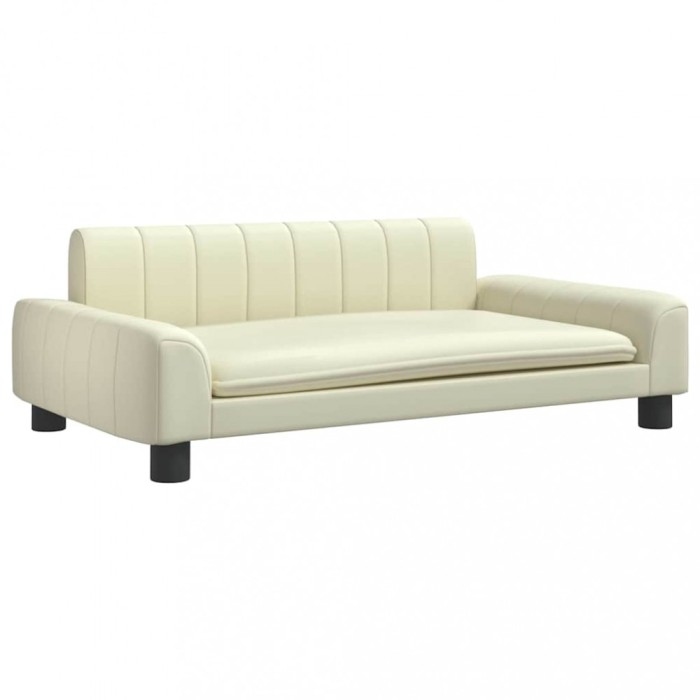 Pat de caini, crem, 90x53x30 cm, piele ecologica