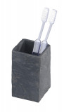 Suport pentru periute si pasta de dinti, Wenko, Slate Rock, 6.4 x 10.5 x 6.4 cm, polirasina, gri inchis