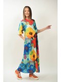 Cumpara ieftin ROCHIE LUNGA CU BUZUNARE MANECA SCURTA TIP CLOPOT SPLENDIDOZZO TALIE UNICA Multicolora