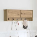 vidaXL Răcător de paltoane montat pe perete cu raft Stejar Artizanal 874346