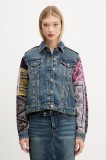 Desigual geaca jeans ETNIC culoarea albastru marin, de tranzitie, 25WWED14