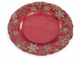 Cumpara ieftin Platou Craciun sticla rosie aurie &Oslash; 33 cm