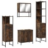 Set mobilier de baie, 4 piese, stejar fumuriu, lemn prelucrat