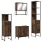 Set mobilier de baie, 4 piese, stejar fumuriu, lemn prelucrat