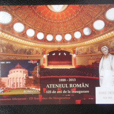 Romania-Ateneul Roman 125 ani-bloc-stampilat