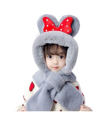 Caciula pentru iarna cu fular pentru copii, foarte calduroasa cu fundita rosie foto