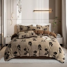 Lenjerie Cocolino pufoasa cu Blanita artificiala iepure Pentru Pat Dublu, 6 piese - EST81