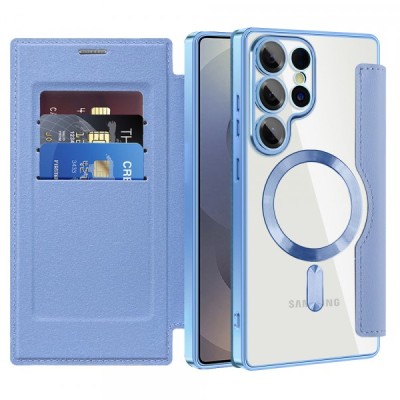Husa MagSafe pentru Samsung Galaxy S25 Ultra S938, Techsuit, SmartMag Book, Bleu foto