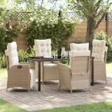 Set de dining de grădină cu 5 piese Bej din rattan sintetic