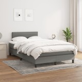 Cumpara ieftin Pat box spring cu saltea, gri &icirc;nchis, 120x200 cm, textil