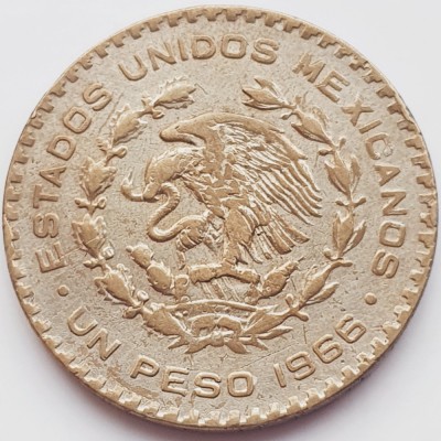 3080 Mexic 1 Peso 1966 Billon (.100 silver) km 459 foto