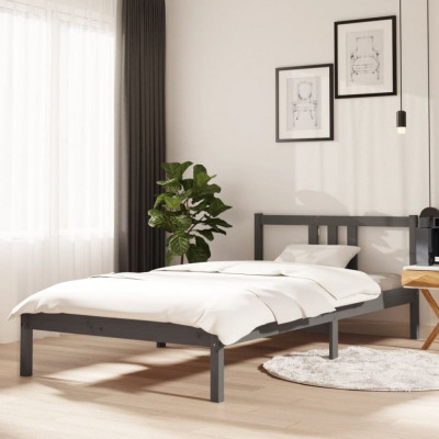 vidaXL Cadru de pat, gri, 100x200 cm, lemn masiv de pin foto