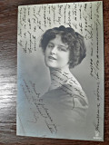 Fotografie tip Carte Postala, portret de femeie, 1912, circulata