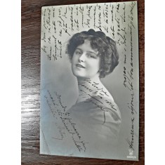Fotografie tip Carte Postala, portret de femeie, 1912, circulata