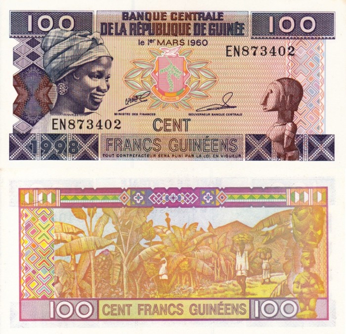 GUINEEA 100 francs 1998 UNC!!!