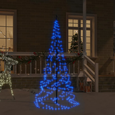 vidaXL Brad de Crăciun pe catarg, 200 LED-uri, albastru, 180 cm foto