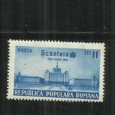 ROMANIA 1951 - 20 ANI DE LA APARITIA ZIARULUI SCANTEIA, MNH - LP 286