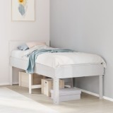 VidaXL Cadru pat fără saltea, alb, 90x190 cm, lemn masiv de pin