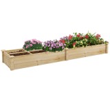 Outsunny Jardiniera Mare din Lemn pentru Gradina, Ghiveci &Icirc;nălțat cu 2 Compartimente pentru Plante de Exterior, Ierburi | Aosom Romania