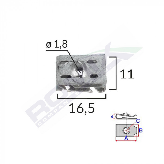 Clema Fixare Elemente Motor Pentru Grup Vag 1.8X16.5X11mm Set 10 Buc 136032 C60580-RMX
