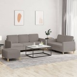 VidaXL Set de canapea cu perne, 3 piese, gri taupe, material textil