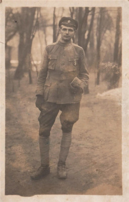 Fotografie veche prizonier uniforma ruseasca lagar Crefeld WW1, poza de colectie foto